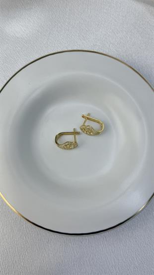 Sonsuzluk Figürlü Taşlı Altın Küpe