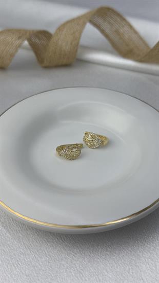 Sonsuzluk Figürlü Taşlı Altın Küpe