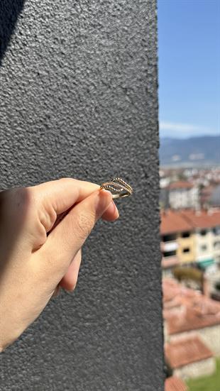 Sonsuzluk Figürü Tasarımlı Taşlı Altın Yüzük