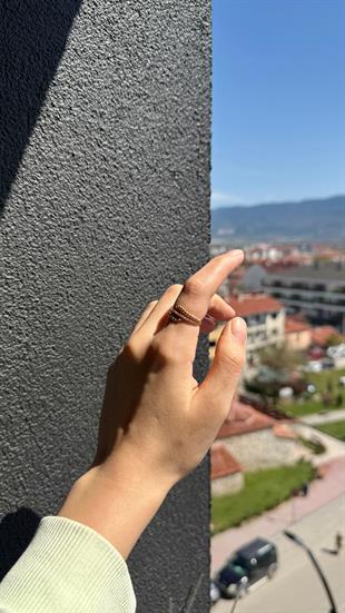 Sonsuzluk Figürü Tasarımlı Taşlı Altın Yüzük