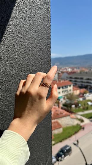 Sonsuzluk Figürü Tasarımlı Taşlı Altın Yüzük