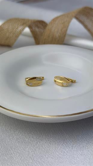 Taşlı Altın Küpe