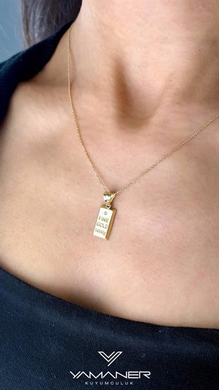 Taşlı Külçe Model Kolye