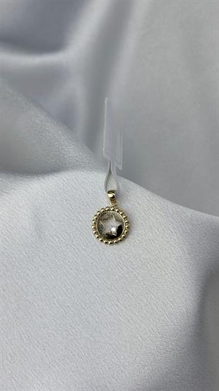 Taşlı Yıldız Figürlü Altın Kolye Ucu