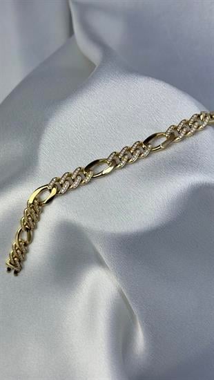 Taşlı ZigZag Model Altın Bileklik