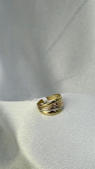 Üç Renk Sarmal Altın Yüzük