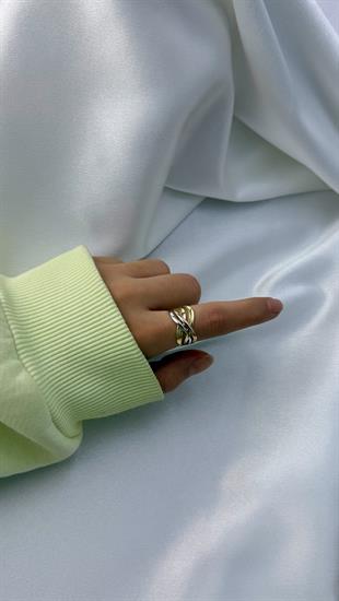 Üç Renk Sarmal Altın Yüzük