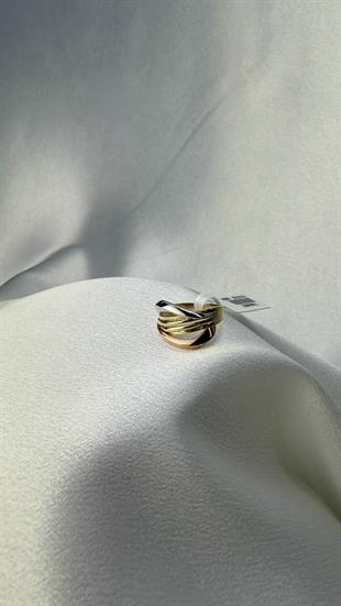 Üç Renk Tasarım Altın Yüzük