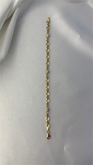 14 Ayar Taşlı Top Geçişli Bileklik