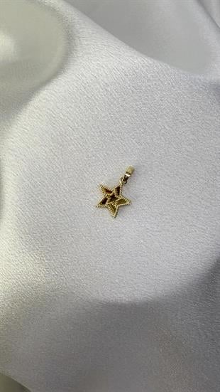 Yıldız Figürlü Parlak Altın Kolye Ucu