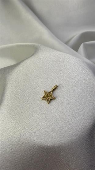 Yıldız Figürlü Parlak Altın Kolye Ucu