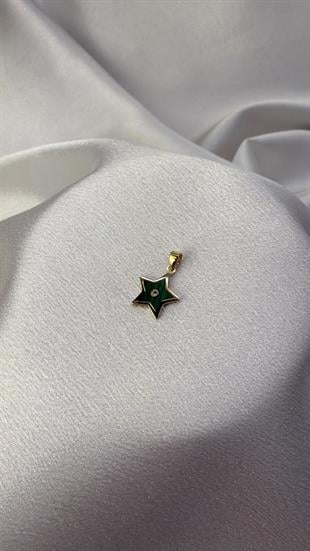 Yıldız Figürlü Taşlı Altın Kolye Ucu