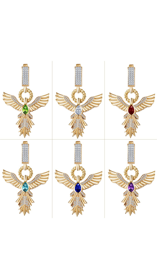 Zümrüt Taşlı Anka Kuşu Charm