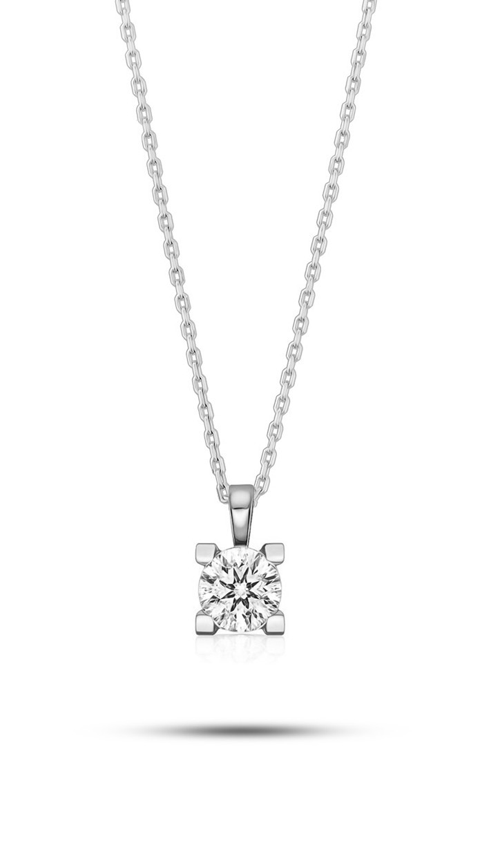 Beyaz Altın Tektaş Kolye 