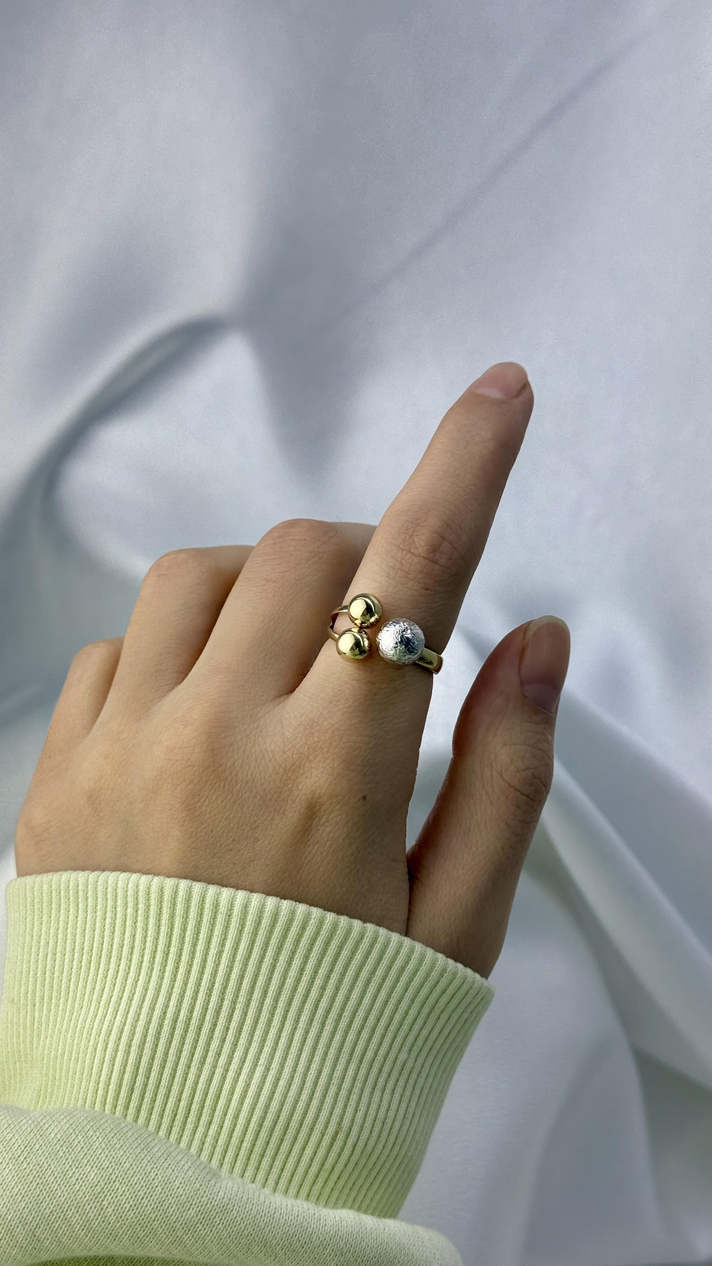 Çift Renk Toplu Altın Yüzük