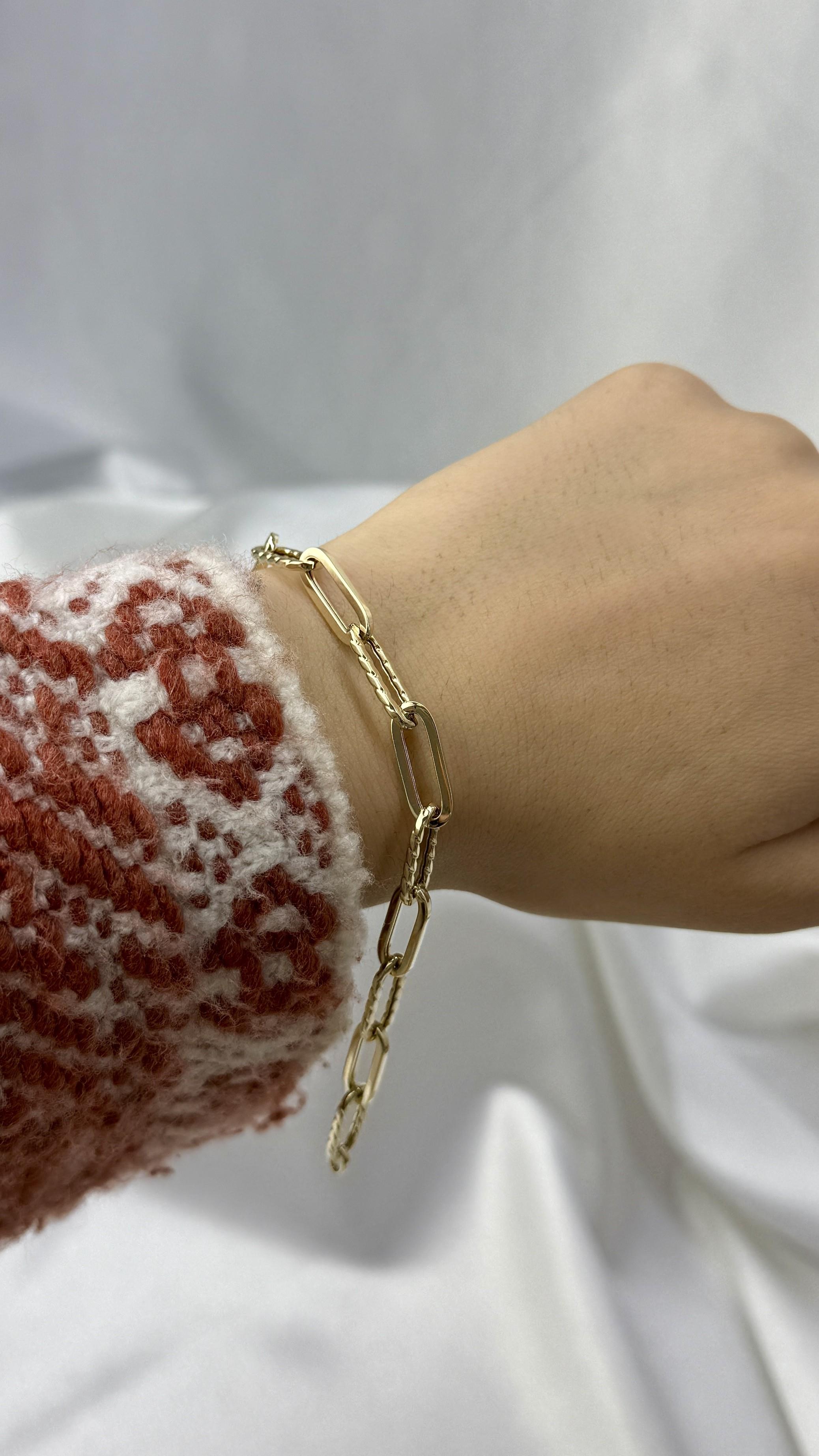 Çizgili Altın Ataç Bileklik