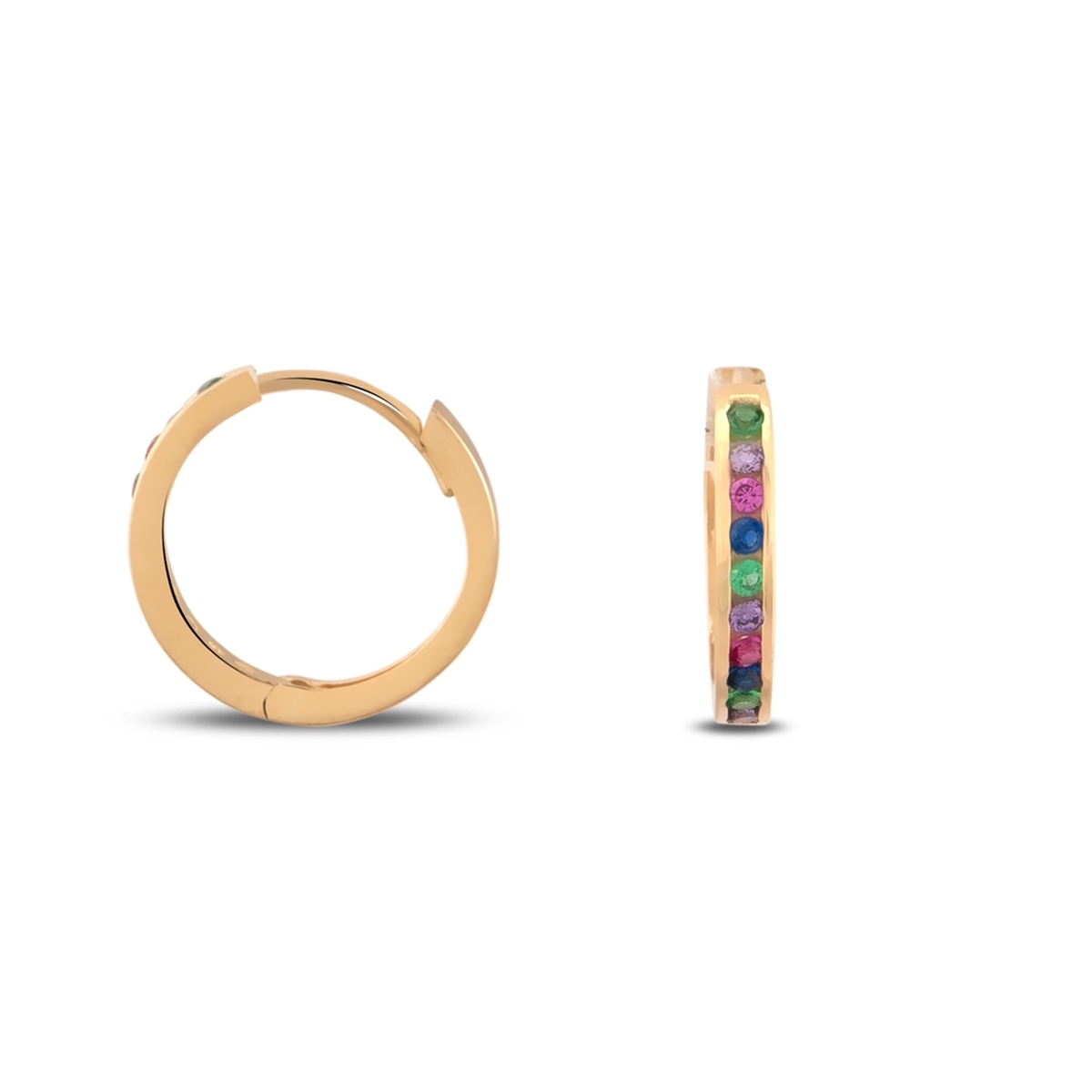 Renkli Taşlı Halka Küpe