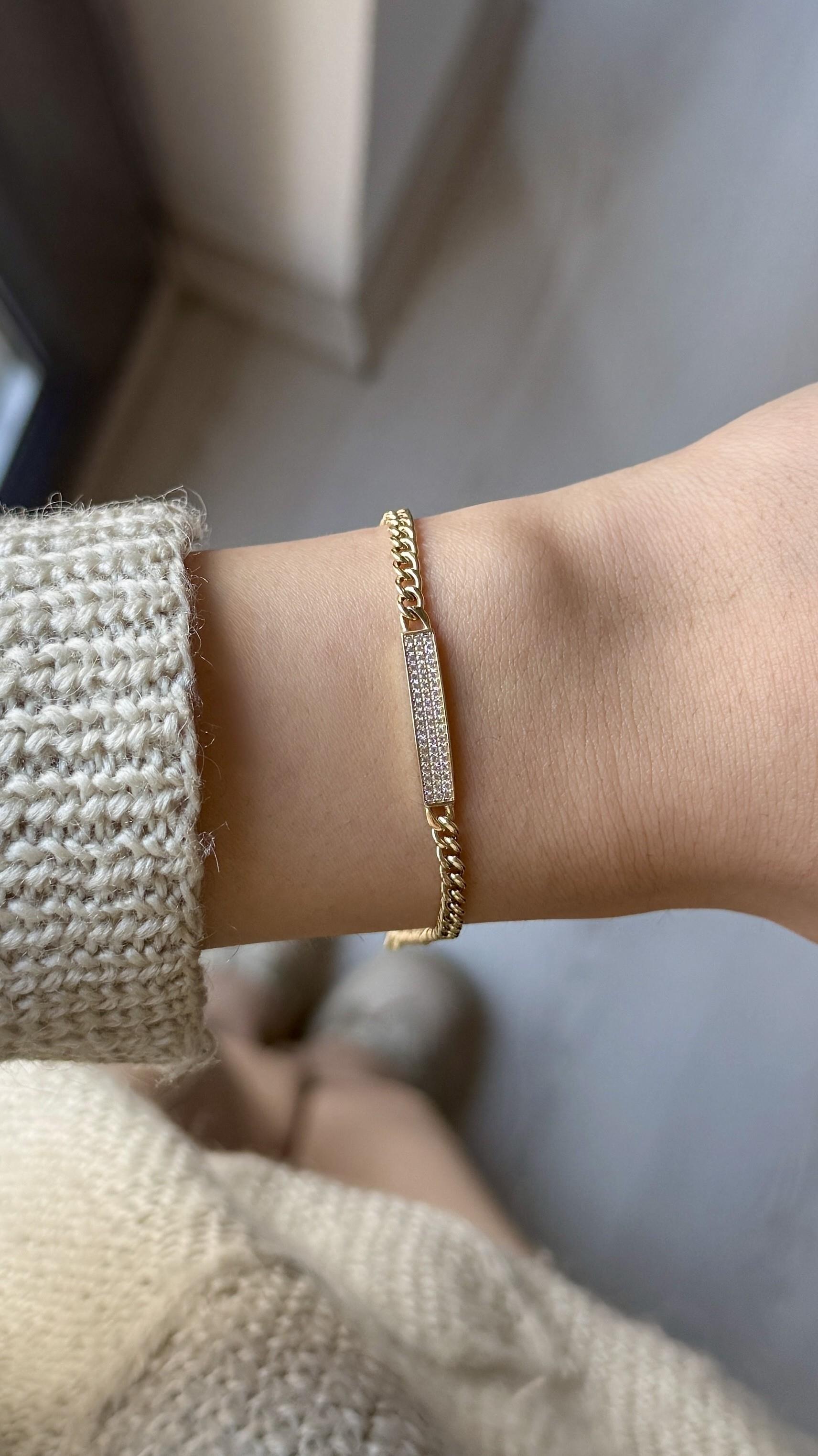 Taşlı Örgü Altın Bileklik