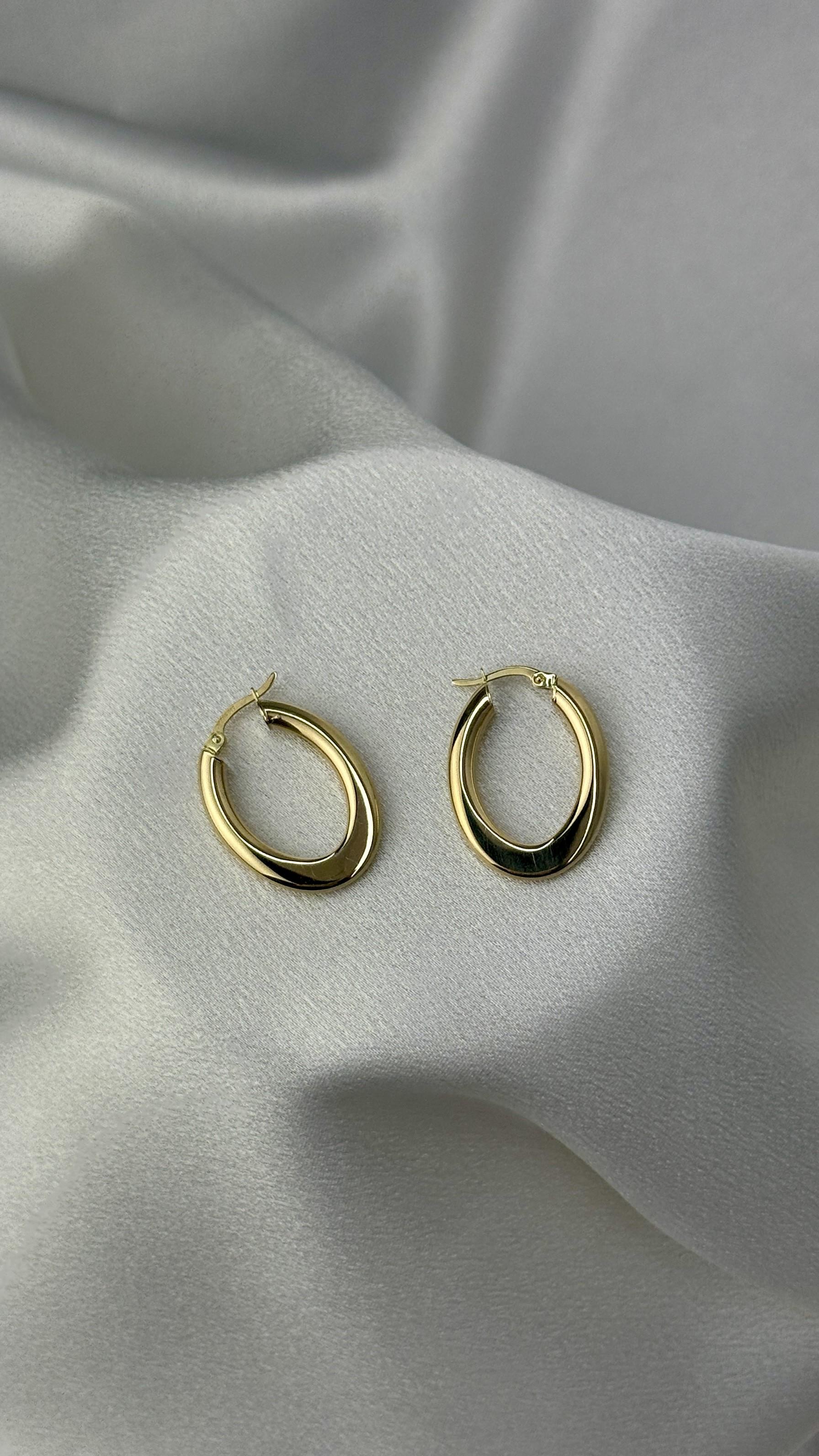 Yassı Kalın Altın Küpe