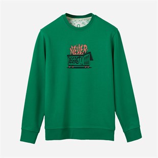  Sweatshirt Never Regret  Kadın Yeşil