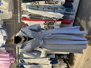 Tasarım Sevilla Çizgili Gömlek Elbise 