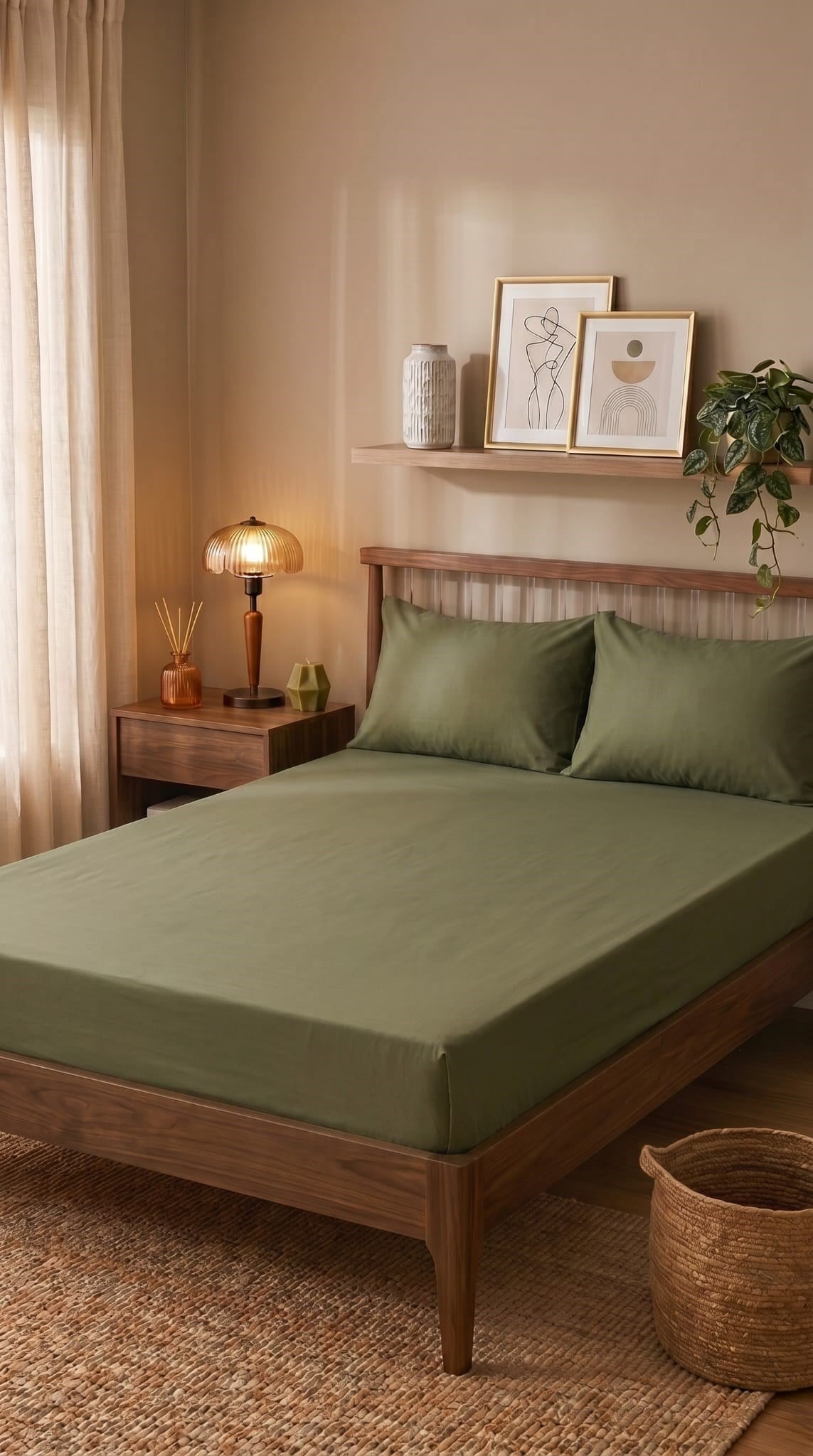 İgi Ranforce Fitted Çarşaf Set - 200x200 cm - Haki