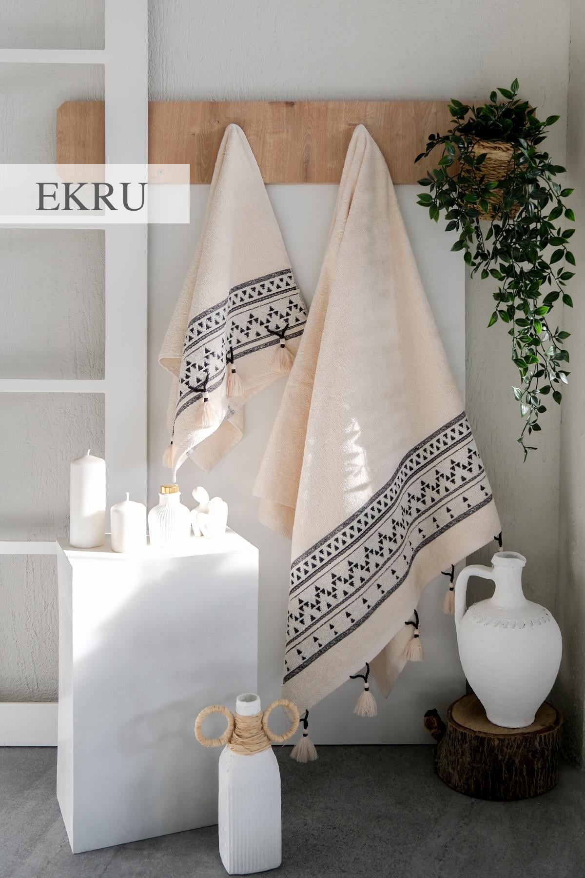 Keops 50x90*90x150 cm Havlu Seti Krem