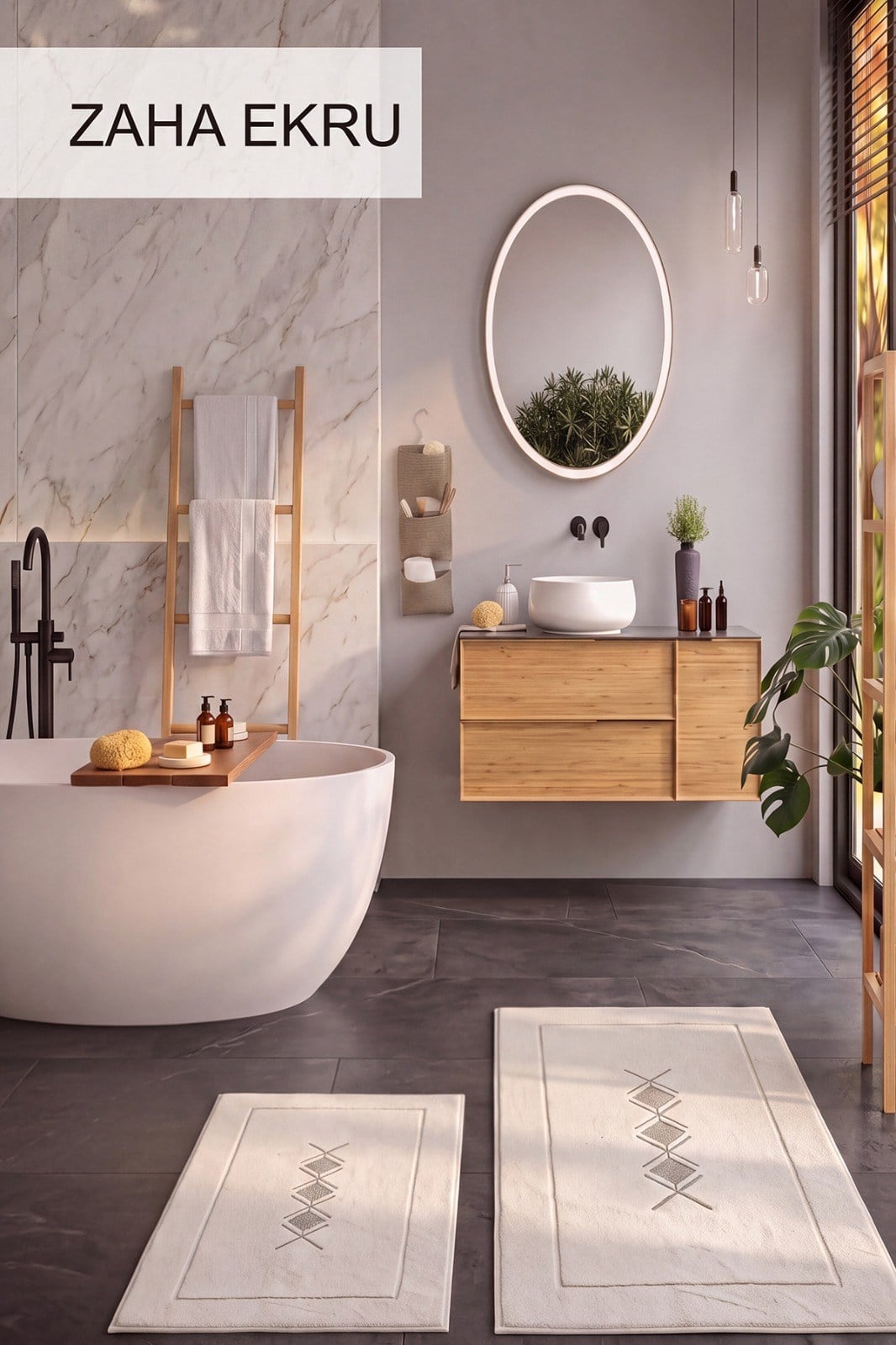 Luxor Zaha Ekru - 40x60-60x100 Paspas Set