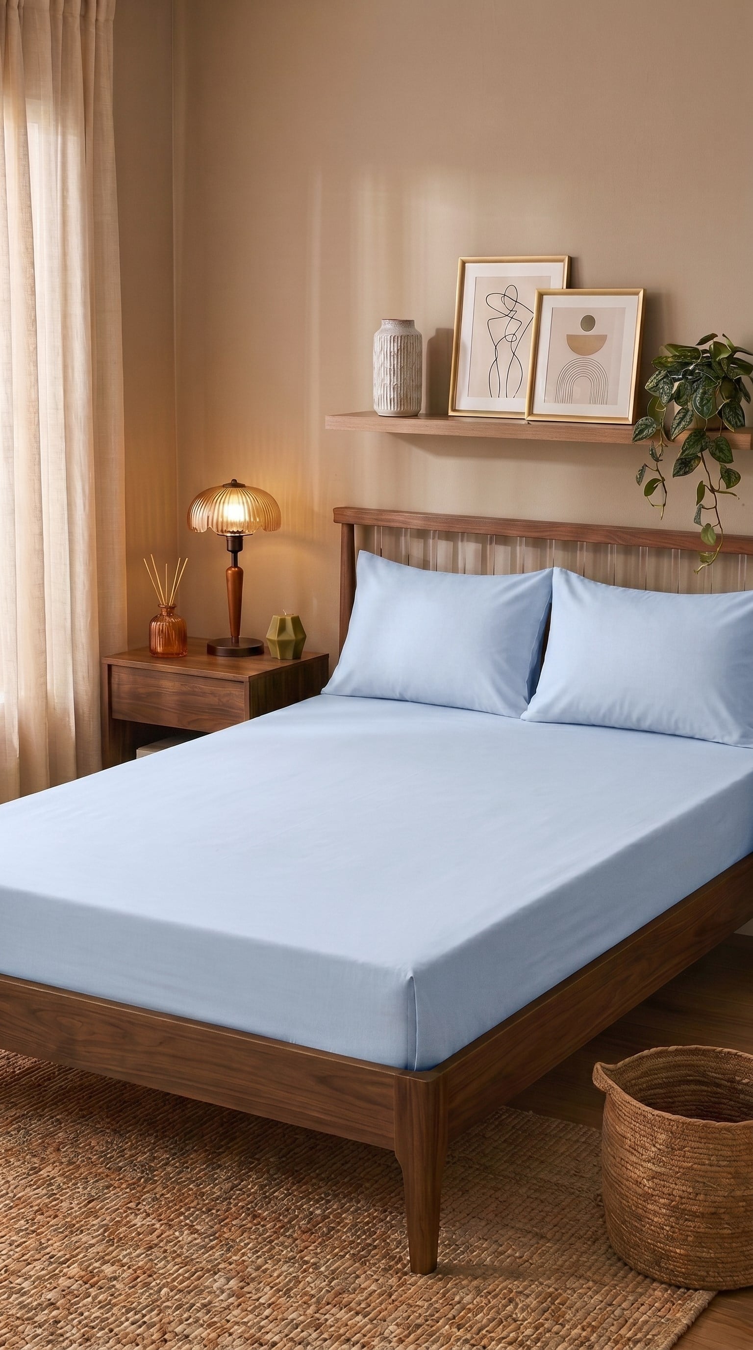 Ranforce Çift Kişilik Fitted Çarşaf Set 180x200+30 cm - Açık Mavi