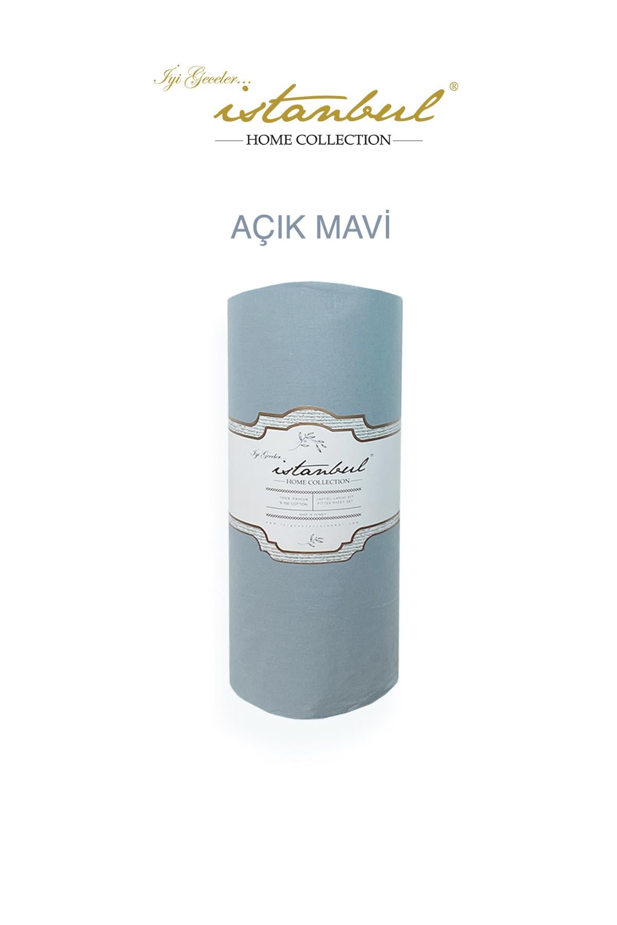 Ranforce Çift Kişilik Fitted Çarşaf Set 180x200+30 cm - Açık Mavi