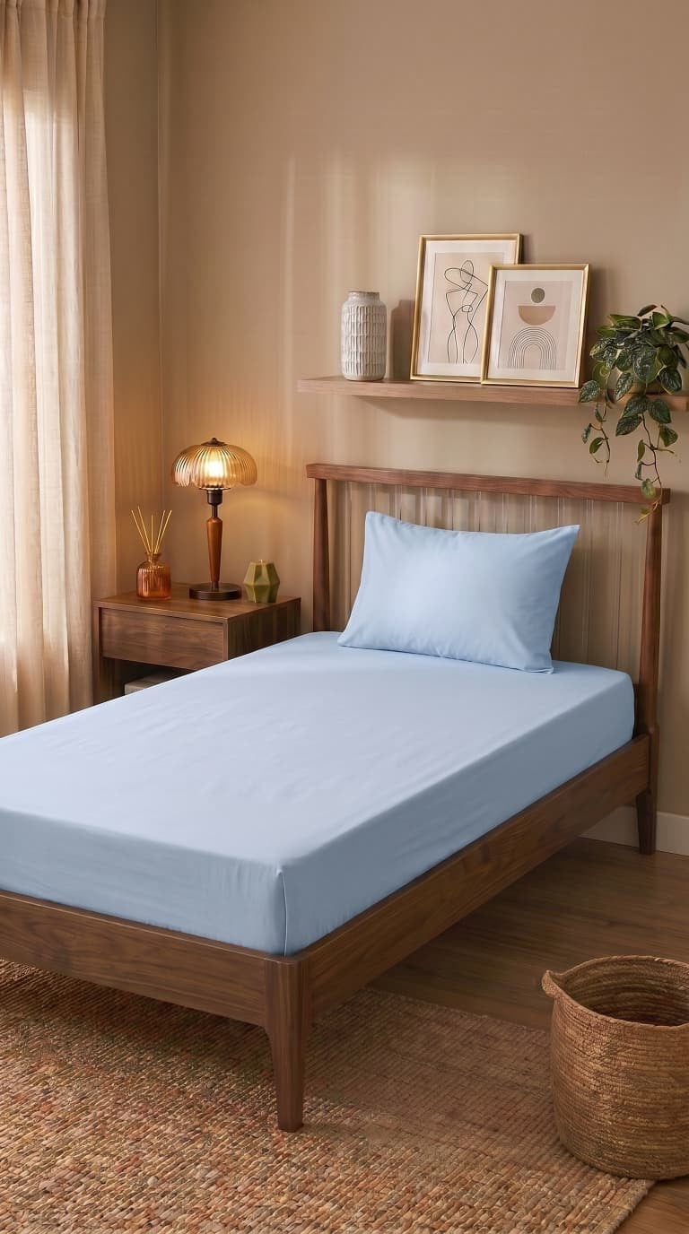 Ranforce Tek Kişilik Fitted Çarşaf Set 100x200+30 cm - Açık Mavi