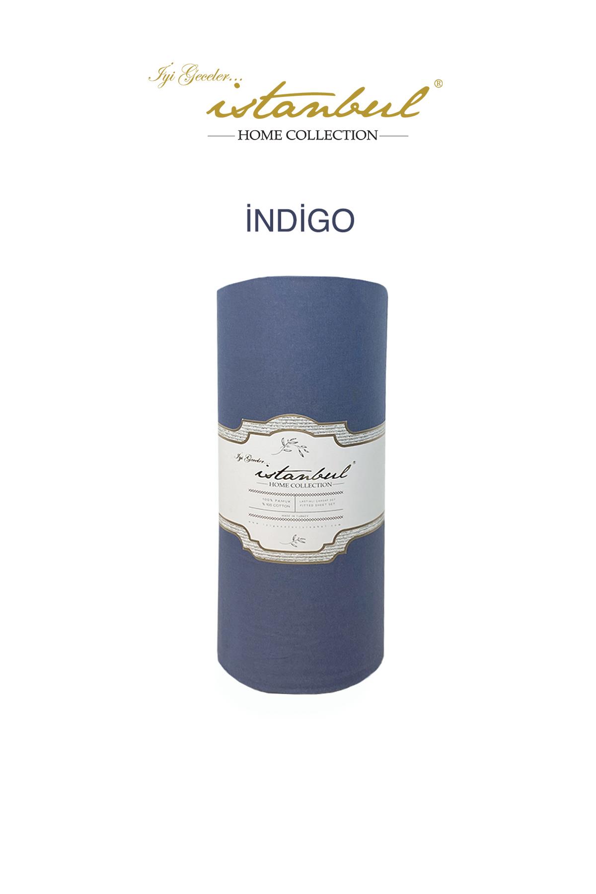 Ranforce Tek Kişilik Fitted Çarşaf Set 100x200+30 cm - İndigo