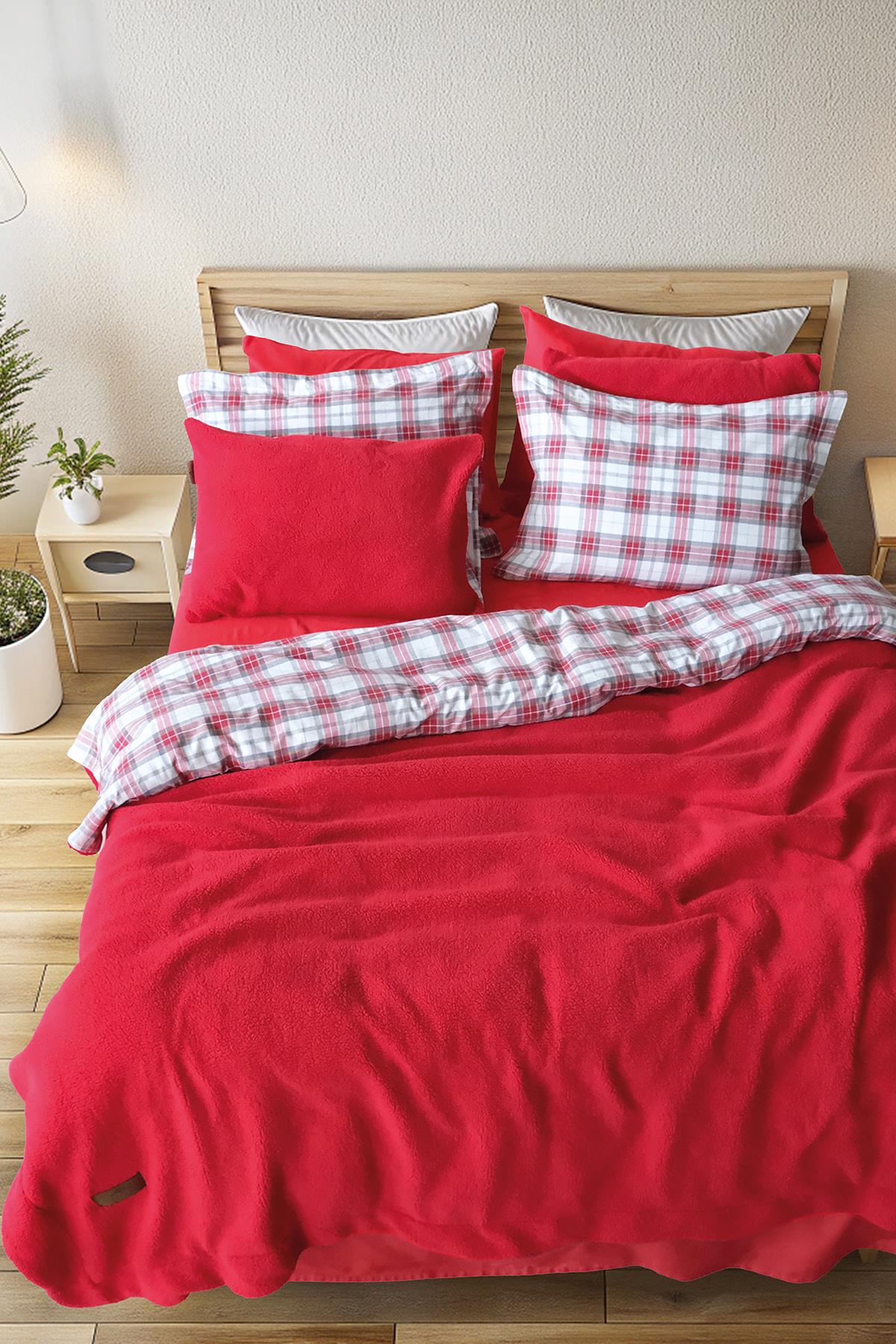 Sherwood Cozy Kırmızı Çift Kişilik Yatak Örtüsü Seti Kırmızı