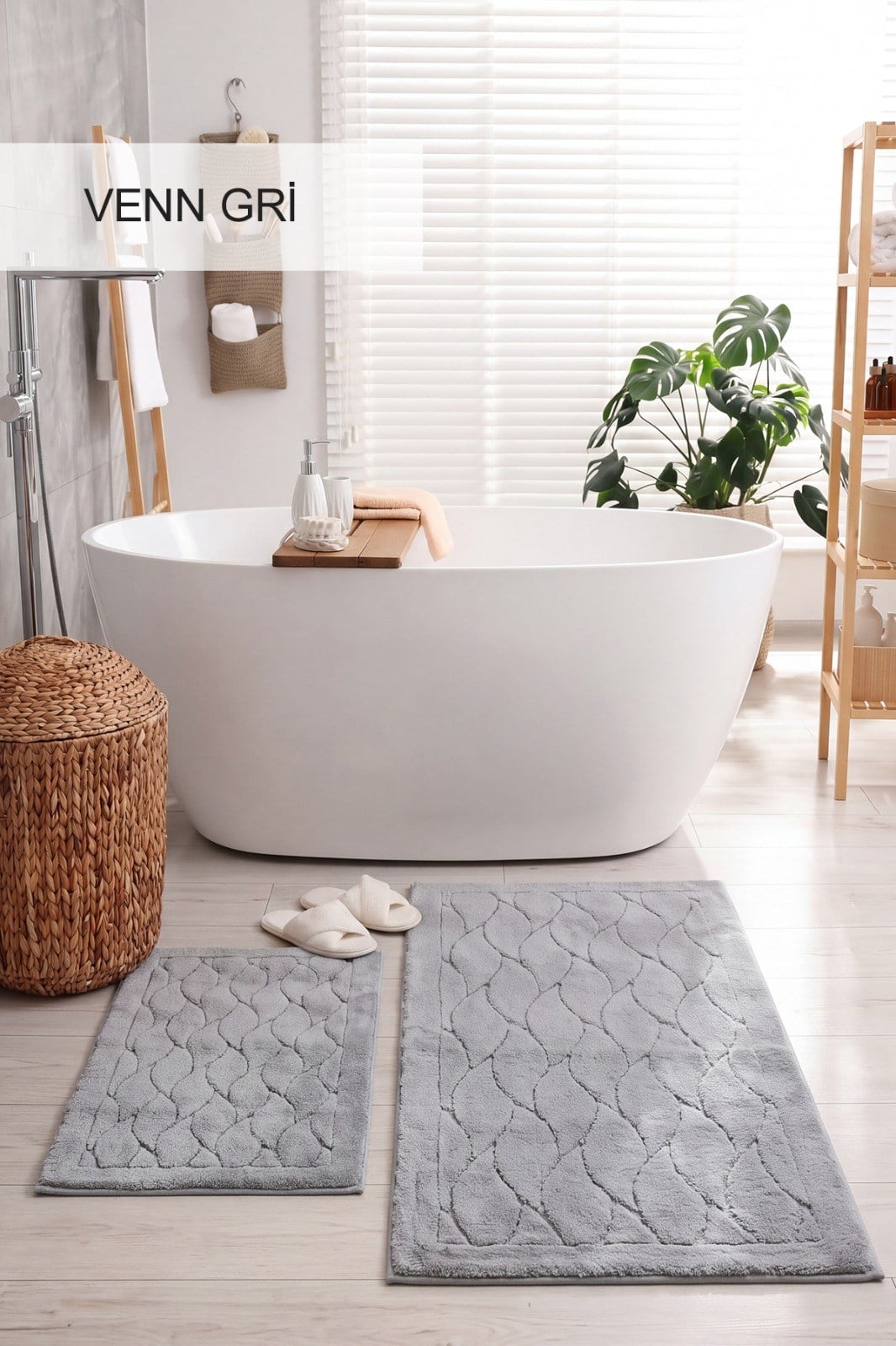 Venn Açık Gri - 40x60-60x100 Paspas Set