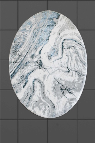 HCW Marble Pamuk Viskon Oval Paspas 90x120 cm - Aqua
