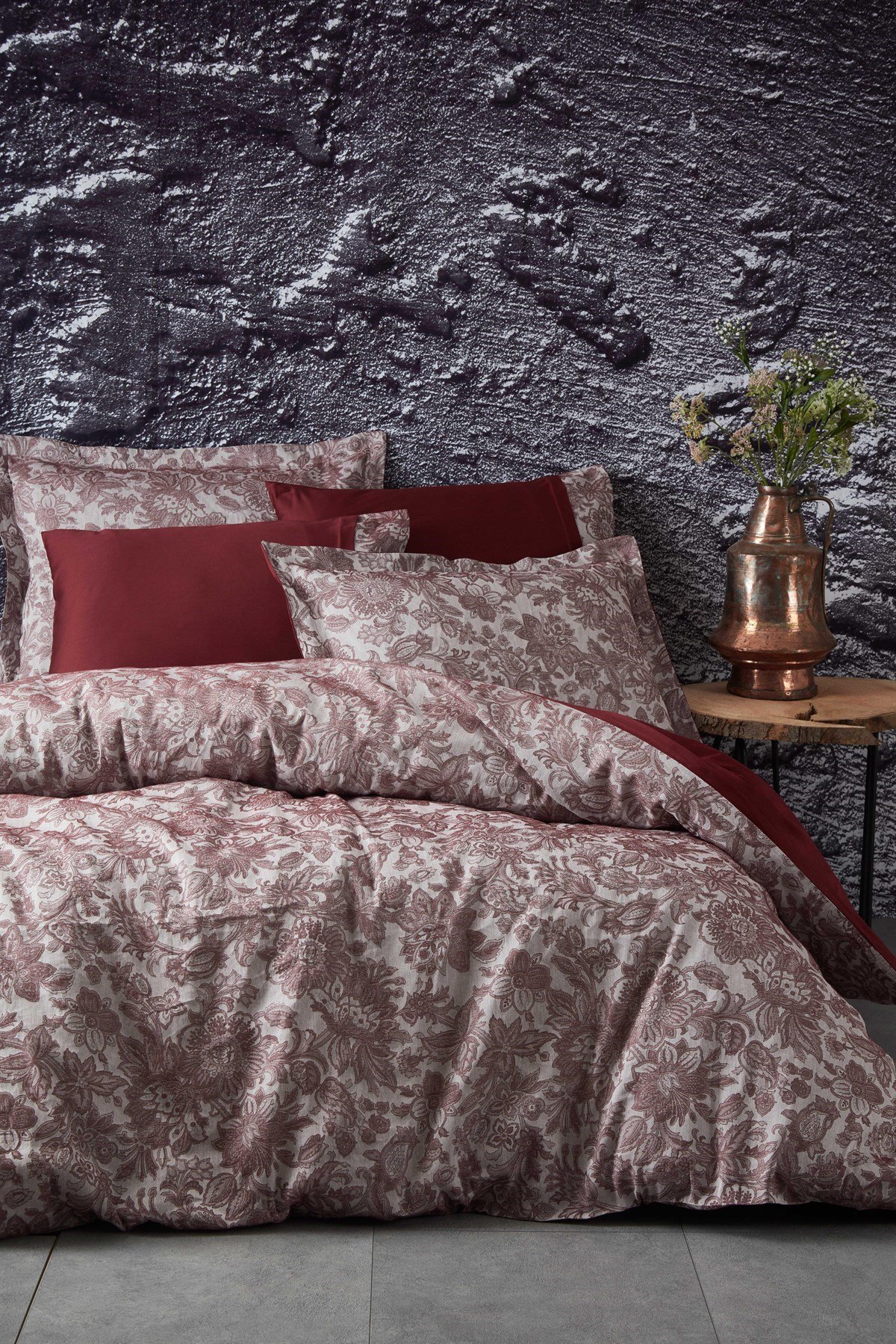 Akus Çift Kişilik Nevresim Takımı 200*220 Bordo