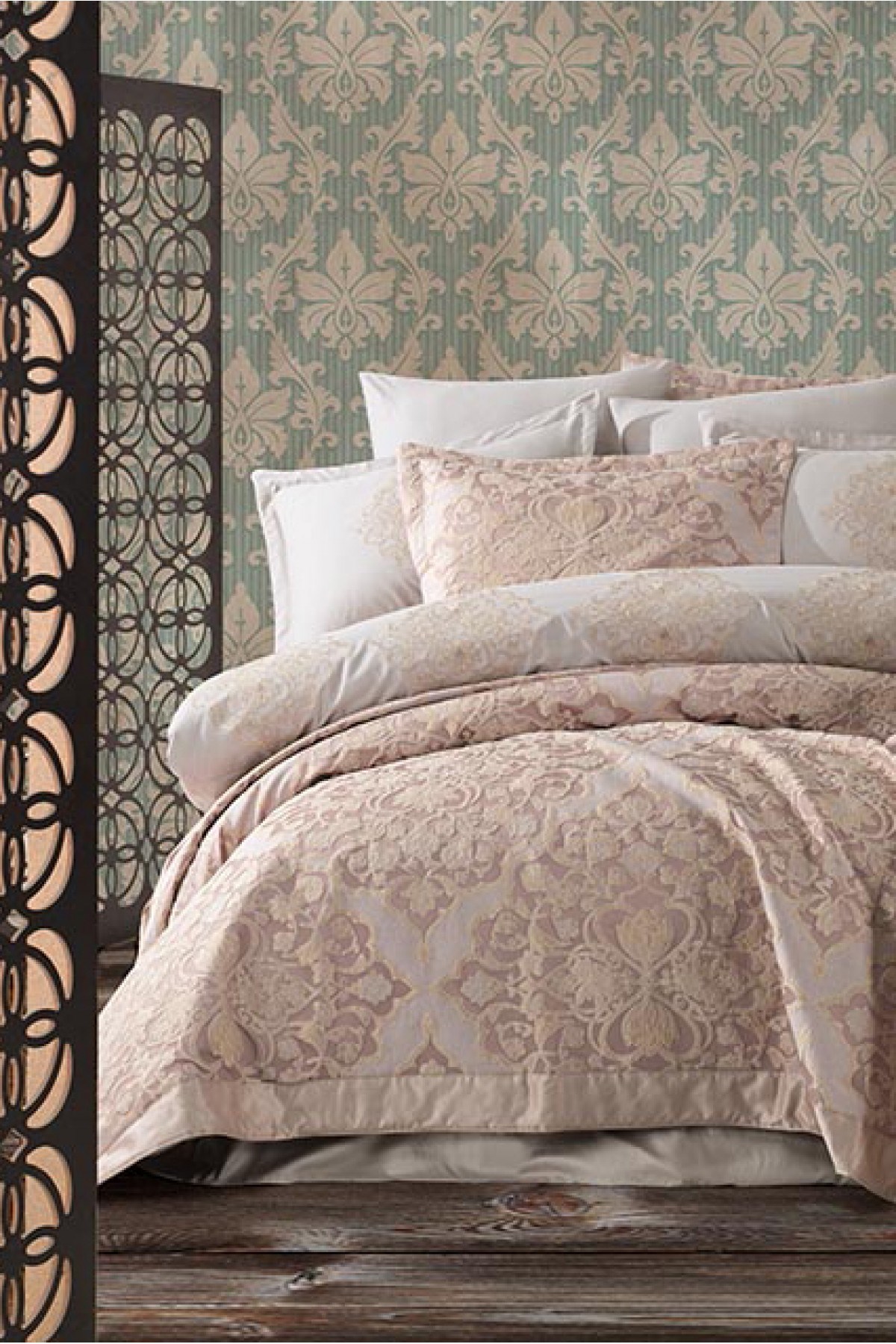 Dantela Samara Nakışlı Nevresim Yatak Örtüsü Seti