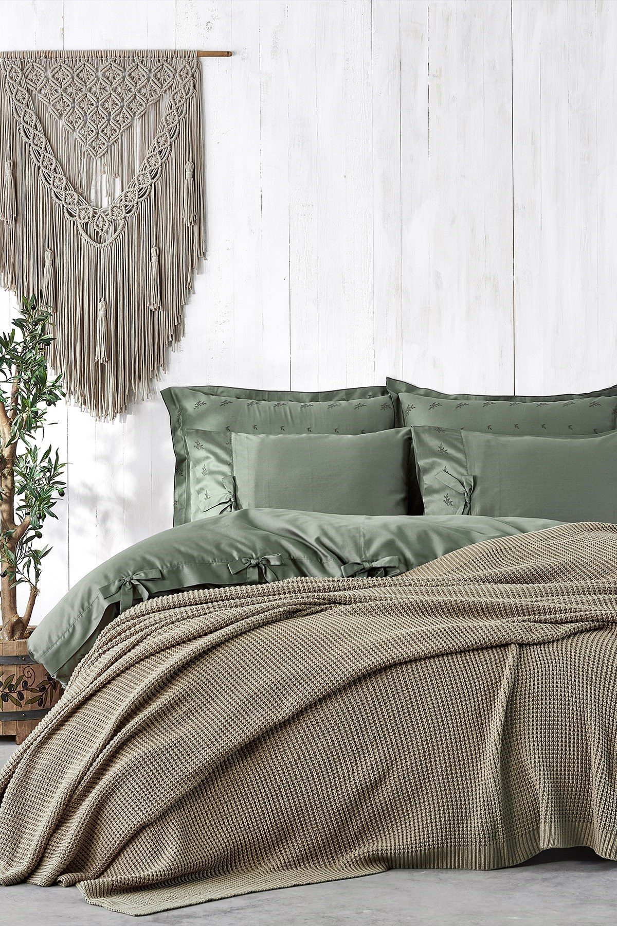 Ecocotton Alina Triko Battaniye Bej Çift Kişilik 200*220