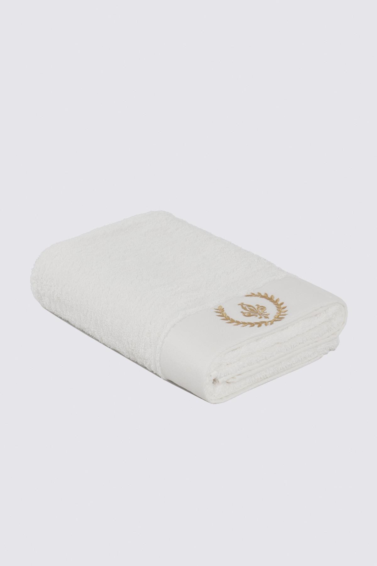 Ecocotton Aslışah Banyo Havlusu Erkek %100 Organik Pamuk Nakışlı Krem 80x150 Cm