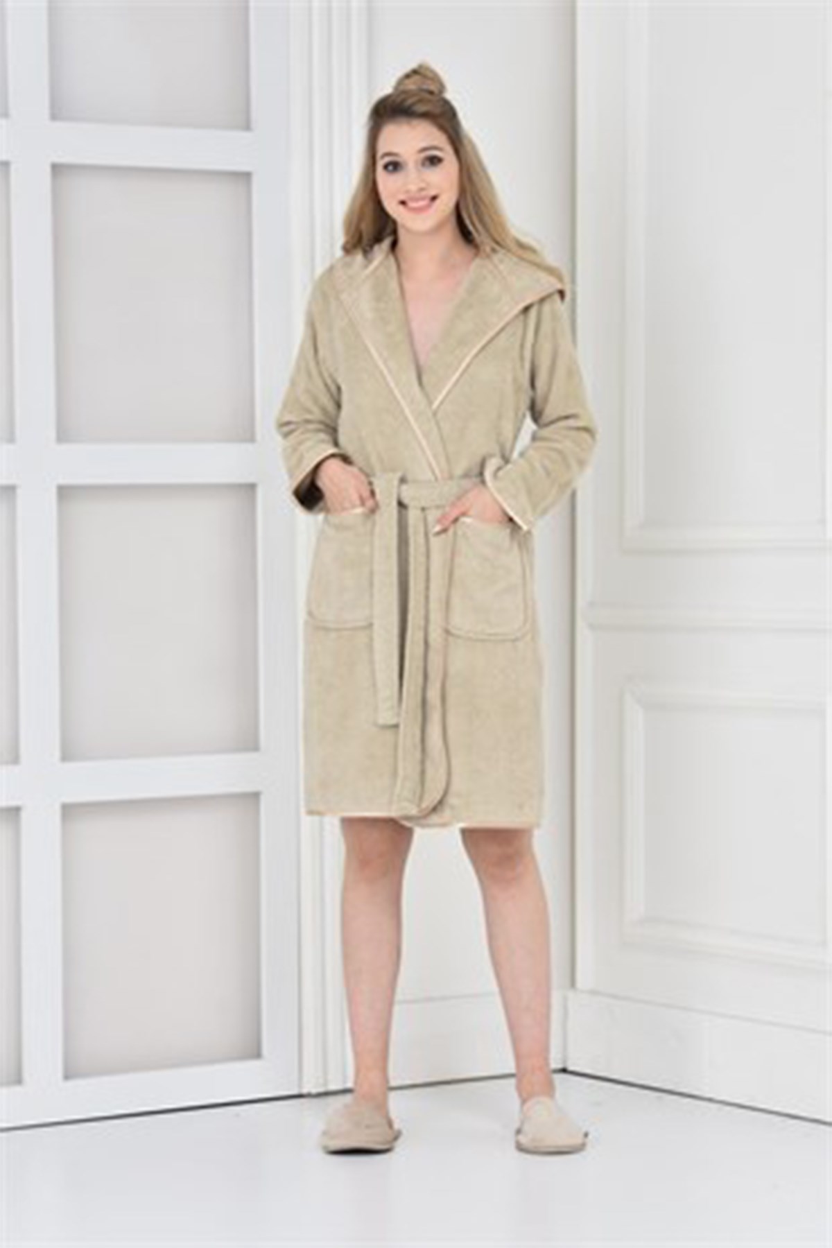 Ecocotton Bornoz Kadın Kahve Bej