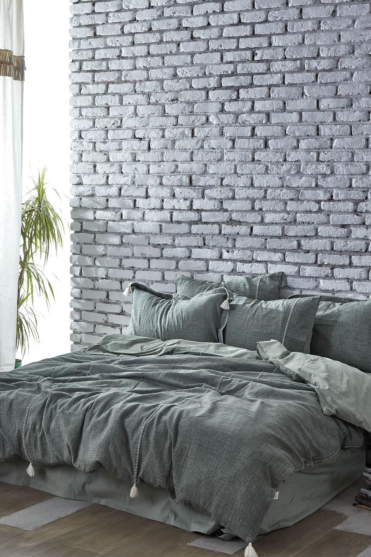 Ecocotton Doğa Çift Kişilik Nevresim Takımı %100 Organik Pamuk Müslin Yeşil 200x220 cm