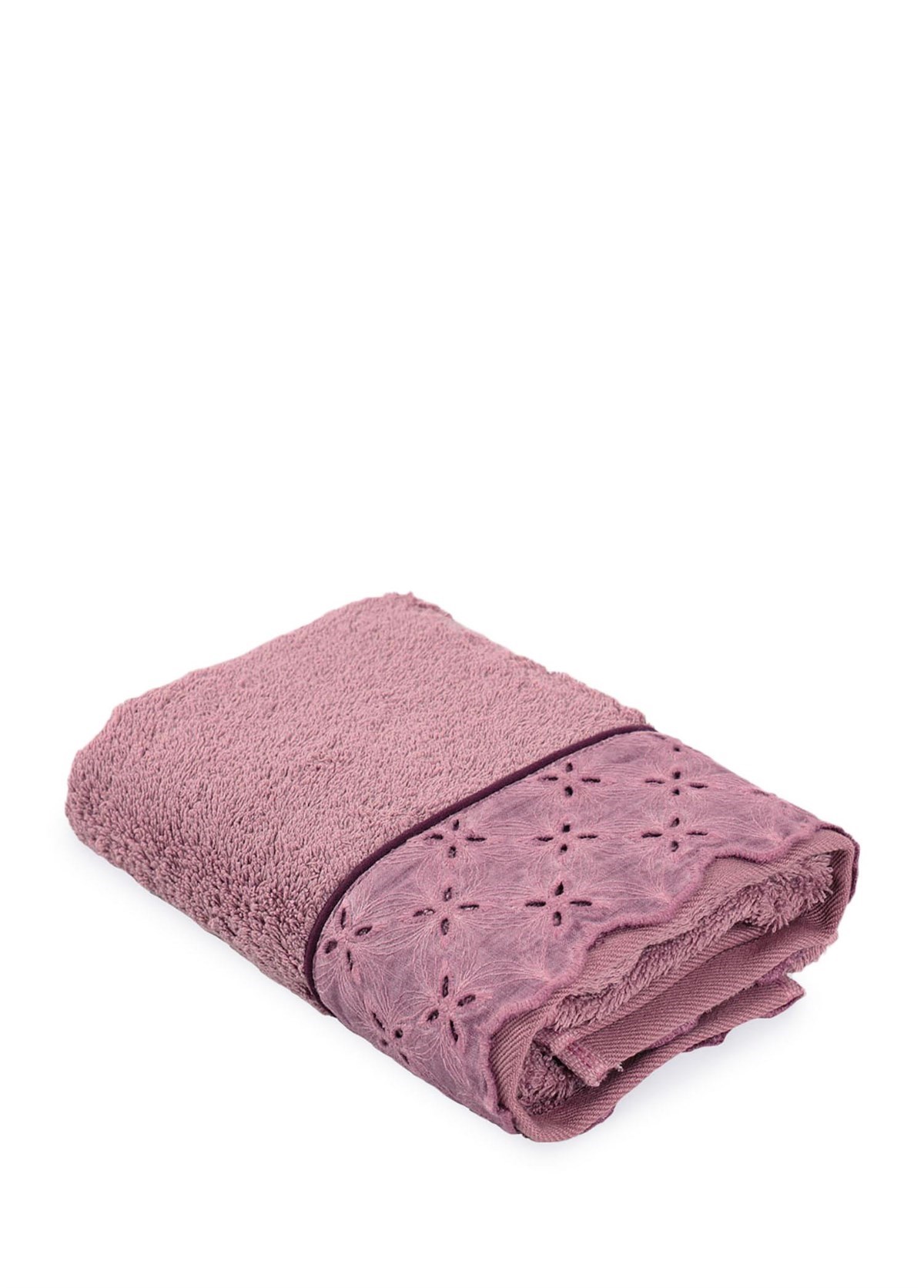 Ecocotton Ella El Yüz Havlusu %100 Organik Pamuk Brodeli Pudra 50x90 Cm