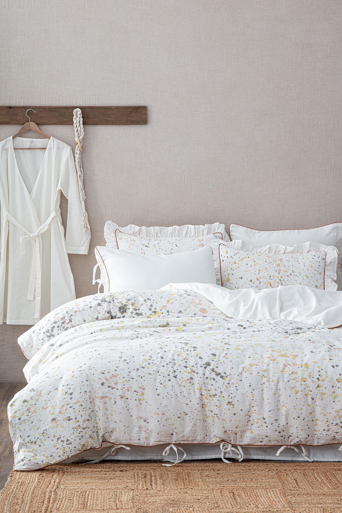 Ecocotton İlya Çift Kişilik Nevresim Takımı %100 Organik Pamuk Müslin Krem 200x220 Cm