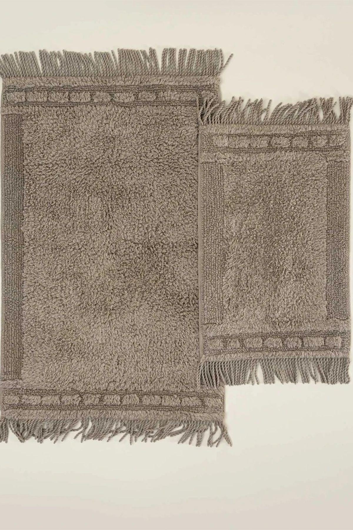 Ecocotton Luna 2'li Banyo Paspas Seti %100 Karde Pamuk Bej60x90-40x60