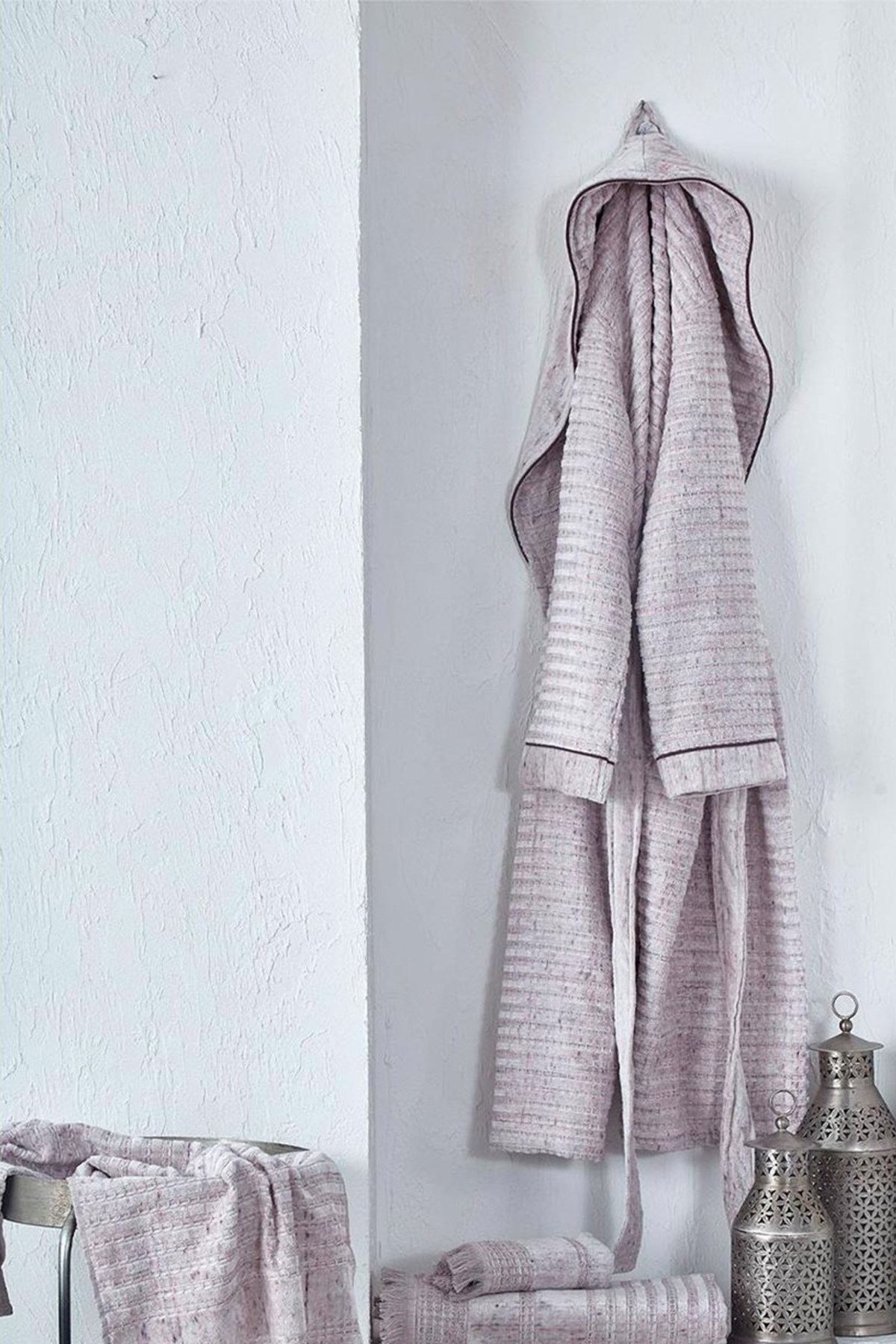 Ecocotton Maia Kadın Bornoz Pudra Medium