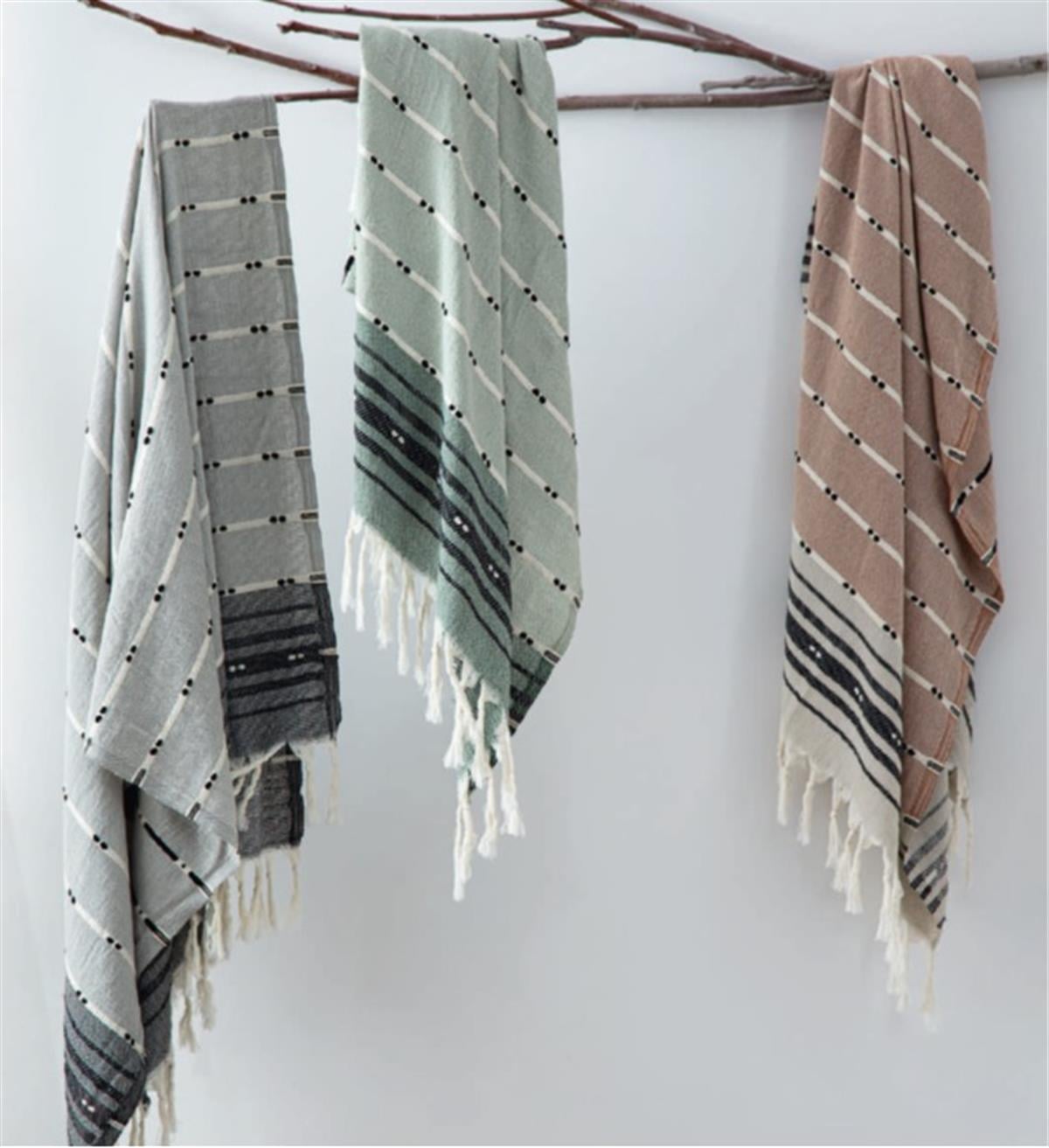 Ecocotton Milena Peştemal %100 Pamuk Jakarlı Kilim Saçaklı Siyah 90x180 Cm