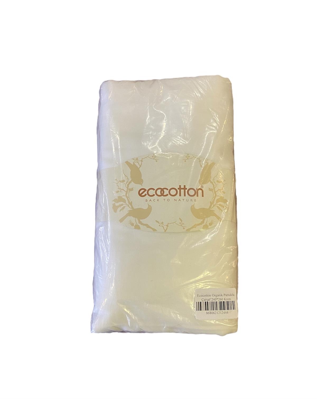 Ecocotton Organik Pamuklu Çarşaf 240*260 Krem