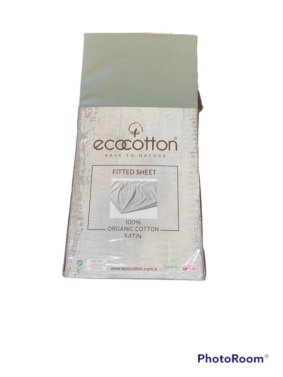 Ecocotton Organik Pamuklu Çift Kişilik Lastikli Çarşaf 180*200 Yeşil