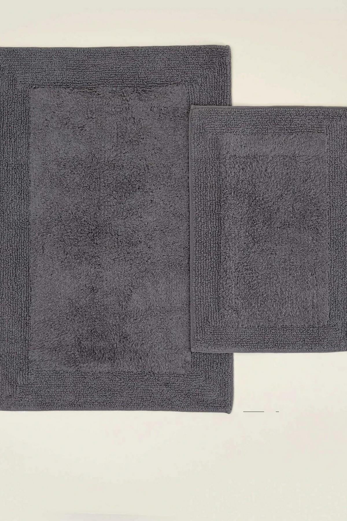 Ecocotton Petra 2'li Banyo Paspas Seti %100 Karde Pamuk Antrasit60x90-40x60