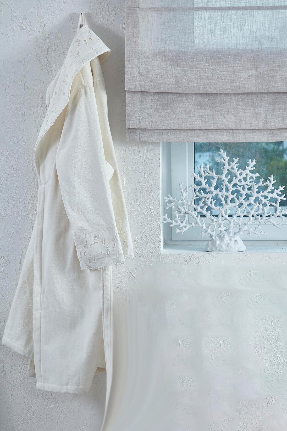 Ecocotton Piraye Kadın Bornoz Krem XL